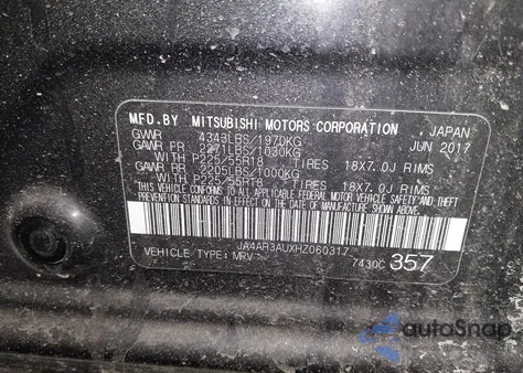 2017 Mitsubishi Outlander Sport 2.0 Le z USA, uszkodzony, nr VIN JA4AR3AUXHZ060317